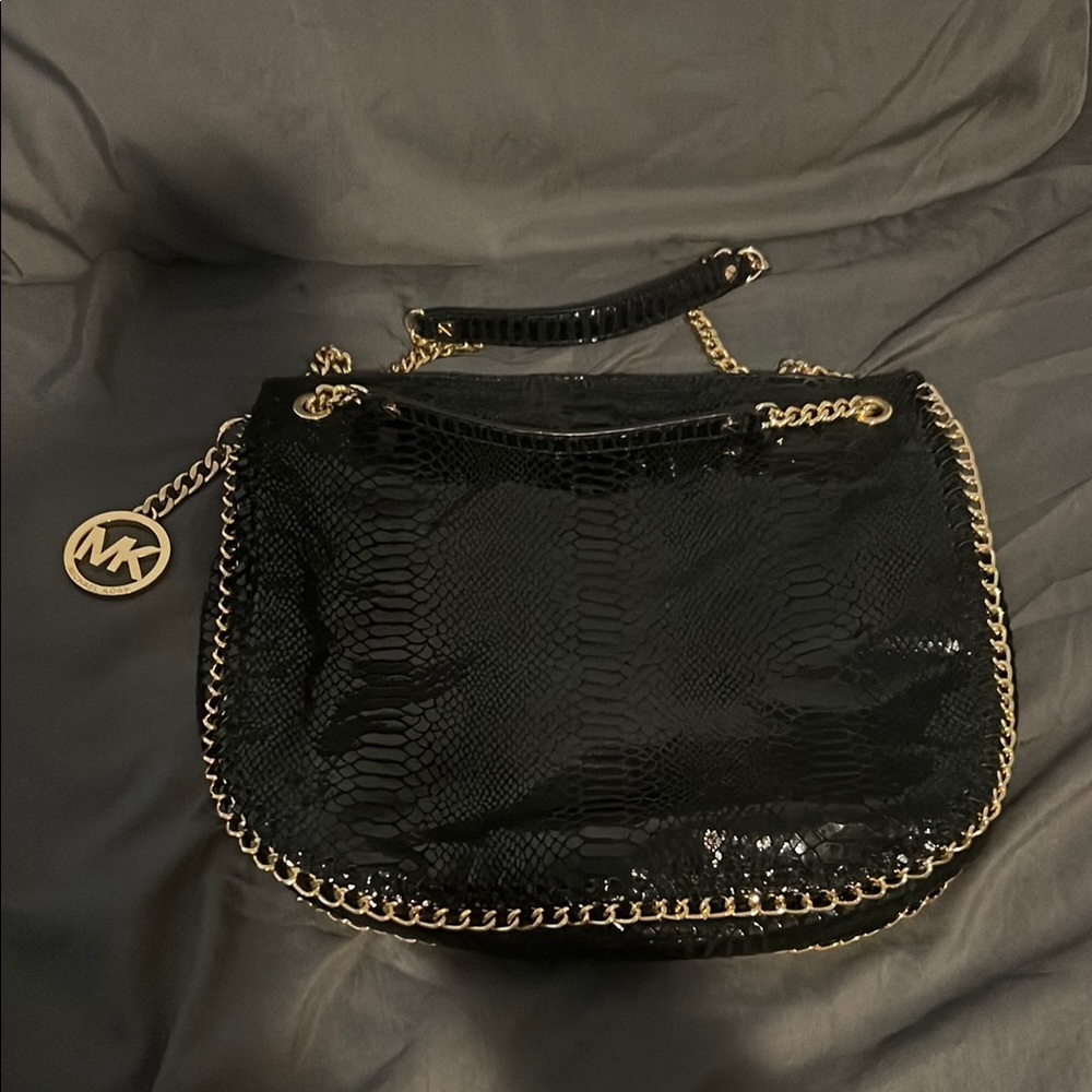 Michael Kors Black Snake Print Shoulder Bag